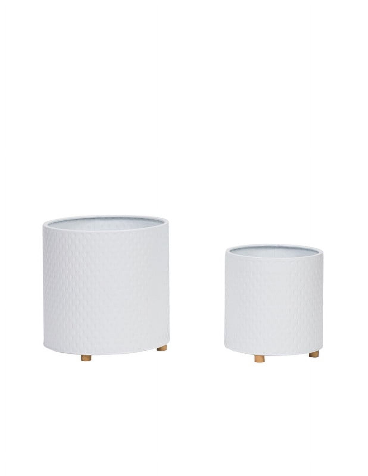 2-Piece Modern Metal Planter Pot With Peg Base - White - 10.75"H x 10.25"W / 8.75"H x 8"W