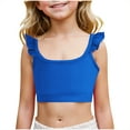 thumbnail image 2 of Luxalzxs Girls Training Bra Kids Cute Ruffle Sports Bra Comfort Workout Dance Yoga Crop Top 4-12 Years, 2 of 8