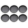 thumbnail image 1 of 6 Pcs Mini Cake Mould with Removable Bottom 3 Inch Egg Tart Mould Muffin Pans Black Round for Dessert Baking Cooking, 1 of 8