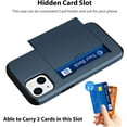 thumbnail image 2 of For iPhone 13 Case, iPhone 14 Case Card Holder Wallet for IDs License Card Slot Protective Shockproof Dual Layer PC Shell + TPU Rubber Cover Cell Phone Case for Apple iPhone 13 iPhone 14 Navy, 2 of 15