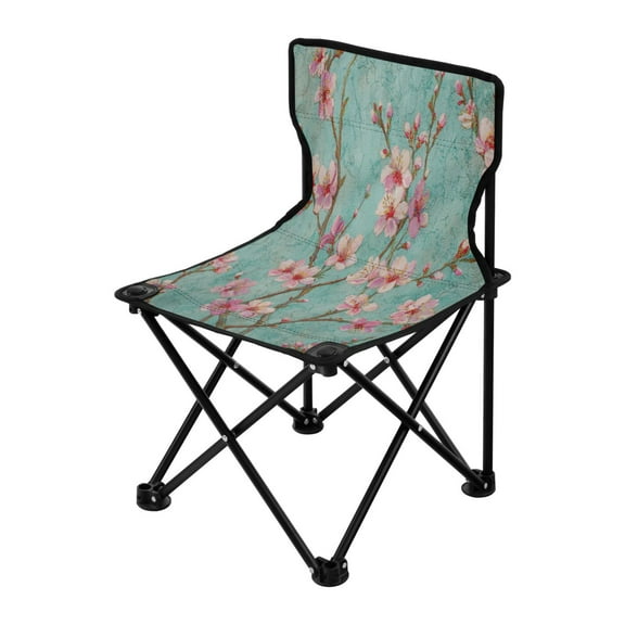 Folding Chair（Maximum weight capacity 220lb）Camping Chair For Camping Picnicking Outdoor Beach and Travel Pink Peach Blossoms