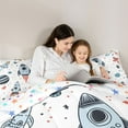 thumbnail image 5 of Homewish Cartoon Rocket 3 Pieces Queen Comforter Set for Preppy Children Boys,Outer Space Ultra Soft Bedding Sets,Universe Galaxy Planet Bedding Comforter Set,Ultra Soft Home Decor,Reversible, 5 of 8