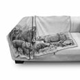 thumbnail image 3 of Animal Soft Flannel Fleece Throw Blanket, s Image Wild Safari Animals Vintage Style Print Monochromatic Details, Cozy Plush for Indoor and Outdoor Use, 70" x 90", White and Black, by Ambesonne, 3 of 6