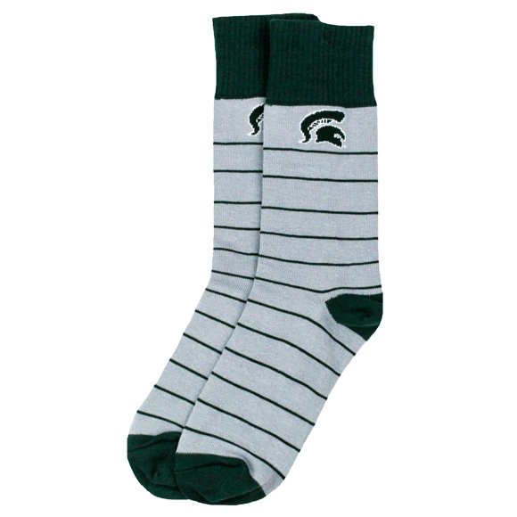 DB Fan Gear Chaussettes Habillées Rayées Vertes Michigan State Spartans