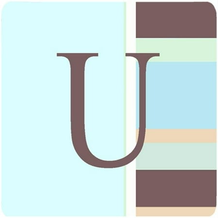 

Monogram - Blue Stripes Foam Coasters Initial Letter U Set Of 4