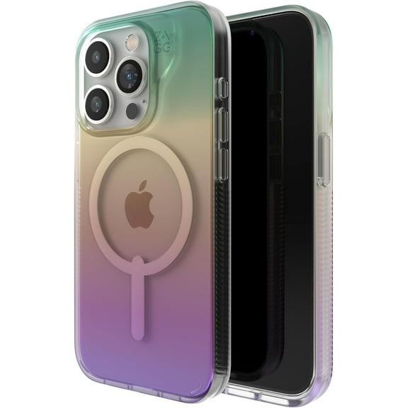 ZAGG Milan Snap iPhone 15 Pro Case - MagSafe Phone Case with Drop Protection (13ft/4m), Durable Graphene, Anti-Yellowing & Scratch-Resistant, Wireless Charging MagSafe Case, Iridescent