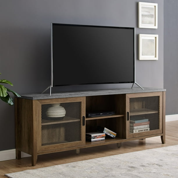 Arnold Dark Concrete Sliding Door Tv Stand By River Street Designs Walmart Com Walmart Com