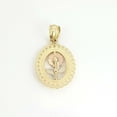 thumbnail image 2 of 14k tri color solid Gold oval rose flower Pendant charm fine gift jewelry 1.1g, 2 of 10