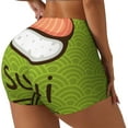 thumbnail image 2 of Wukai Fresh Sushi Print Pack Biker Shorts for Women Yoga Workout Gym Running Scrunch Active Shorts-, 2 of 8