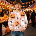 thumbnail image 2 of SJLDQY Halloween Sweatshirts for Boys Hallowmas Ghost Pumpkin Graphic Casual Pullover Tops Long Sleeve Crew Neck Sweatshirt, 2 of 5