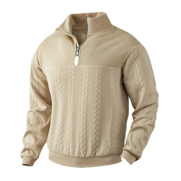 pstuiky Camisas de manga larga abrigadas para hombre, Sudadera informal de manga larga con cuello alto y cremallera de color liso para hombre camisetas de hombre xxxl