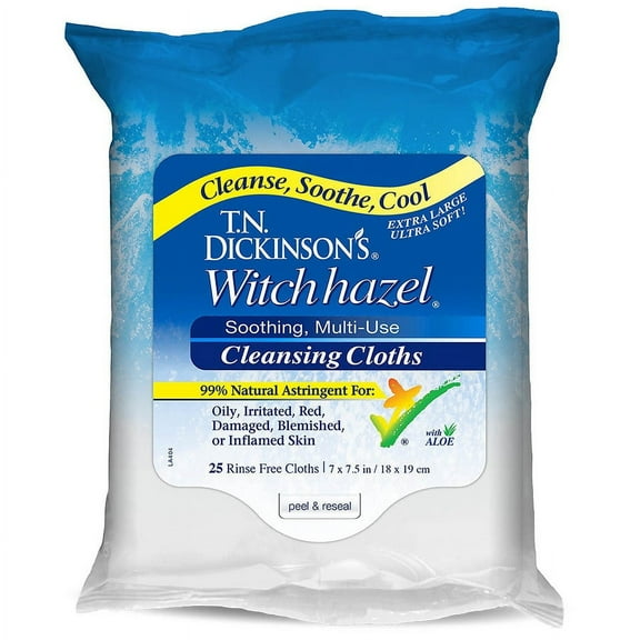 T.N. Dickinson's Witch Hazel Soothing Multi-Use Cleansing Cloths 25.0 ea Pack of 2