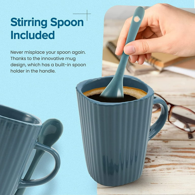 American Atelier Coffee Mug Set with Coffee Mug Rack | Ceramic Coffee Mugs Set of 4 | Stackable Coffee Mugs with Rack | Coffee Cup Set with Coffee