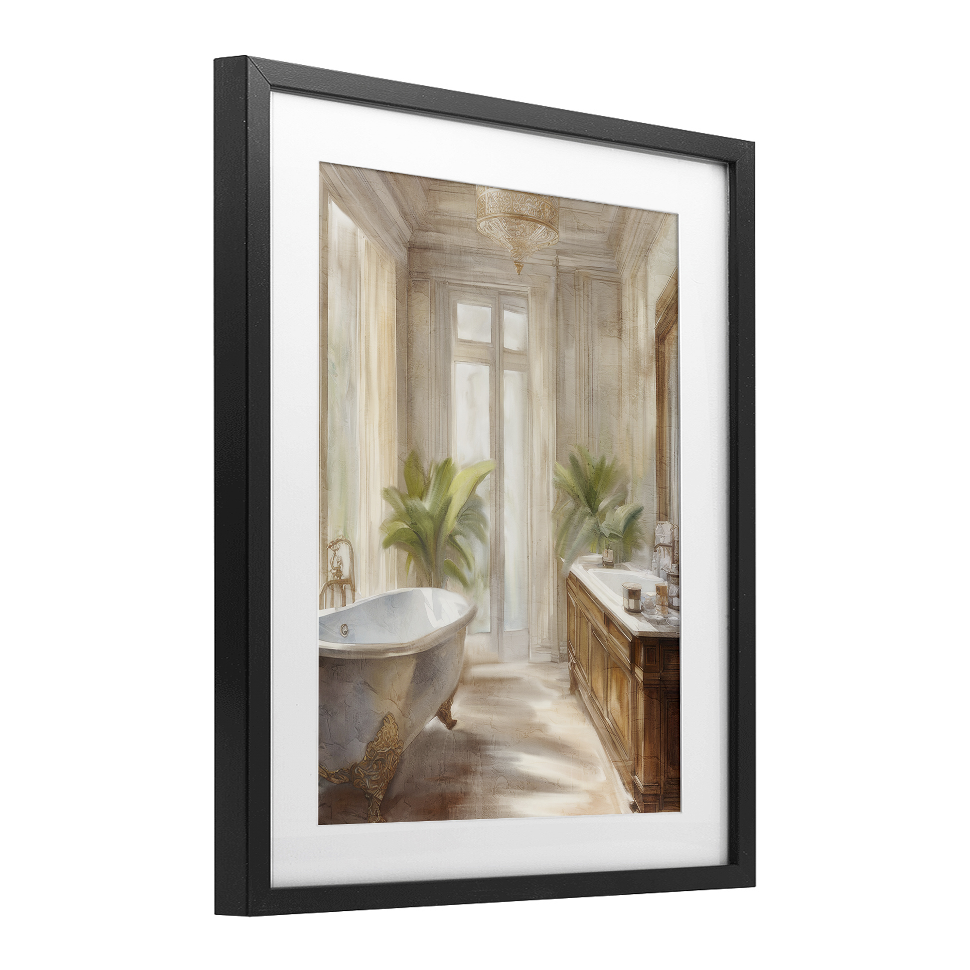 Stupell Industries Serenity Bath Bathroom Painting Black Framed Print Under Glass design by Kim Allen, 21 x 17