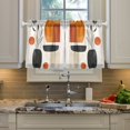 thumbnail image 2 of Yayeee Kitchen Curtains Tier Pair Light Filtering 27"x24" Rod Pocket Short Cafe Window Panel, White Abstract Shapes, 2 of 7