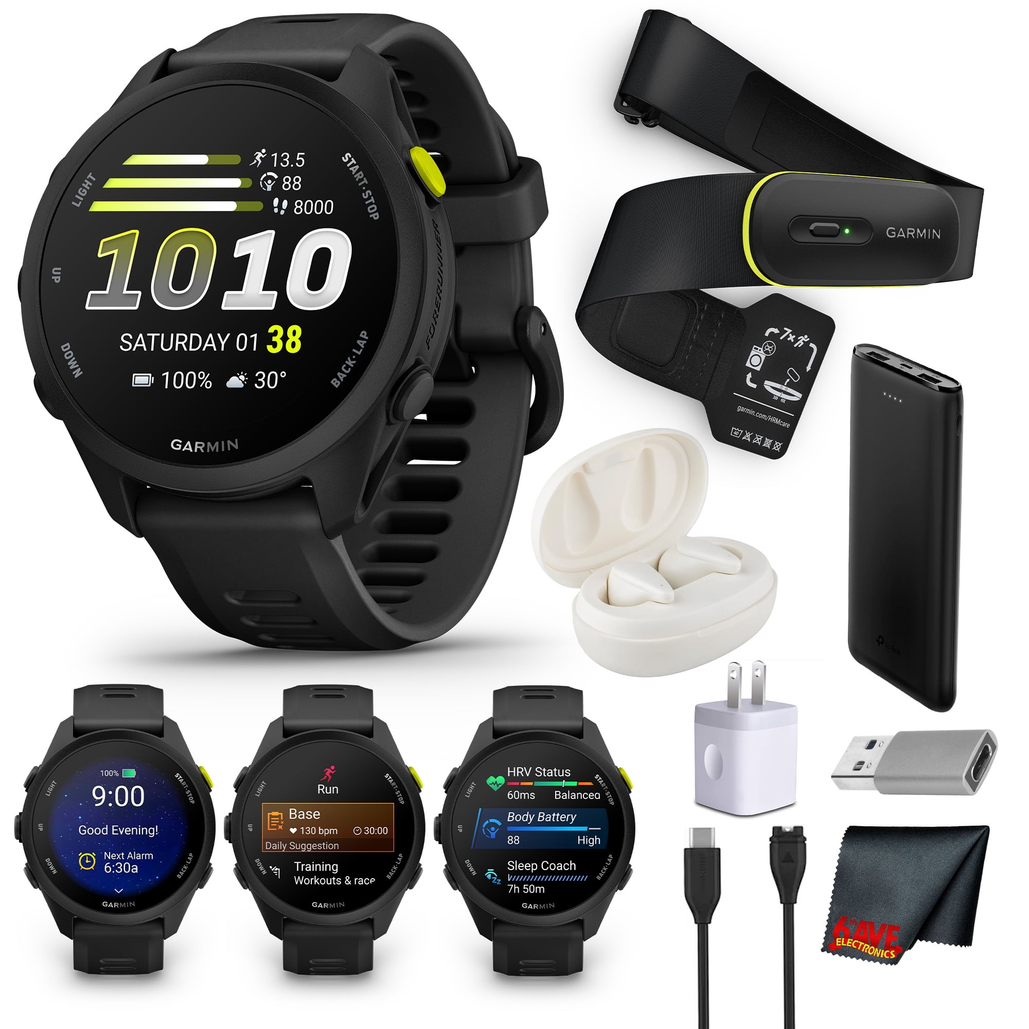Garmin Forerunner 70 GPS Running Smartwatch | 1.2" AMOLED Display | Black + Kit