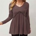 thumbnail image 2 of Womens Puff Long Sleeve Shirts，Babydoll Peplum Tops For Women V Neck Tunic Dressy Casual Blouse A 2XL, 2 of 4