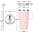thumbnail image 2 of Insulated Coffee Mug with Handle and Lid, 24 oz Double Wall Vacuum Travel Thermal Coffee Tumbler with Straw for Home, Office Stainless Steel Coffee Cup - Leak proof, BPA Free (Pink-1 Pack), 2 of 4