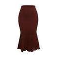 thumbnail image 3 of AUSDIOCA Long Skirts for Women High Waisted Solid Color Knit Fishtail Skirts for Summer or Spring, 3 of 6