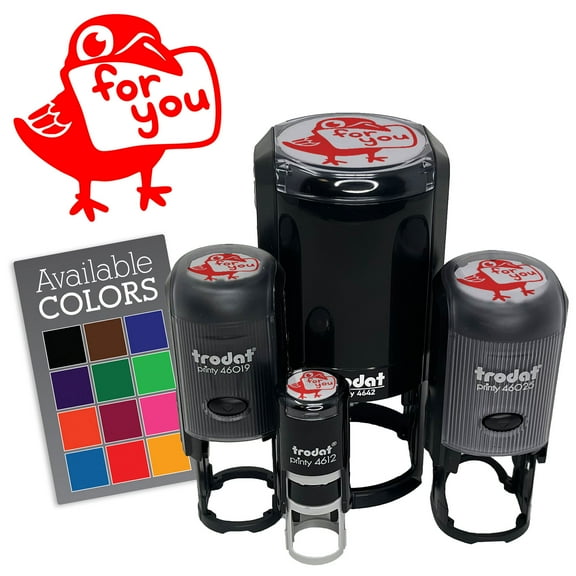 Bird Crow with For You Letter Raven Self-Inking Rubber Stamp for Stamping Ink Stamper Crafting Planners - 1/2 Inch Mini - Black Ink