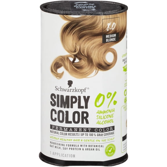 Schwarzkopf Simply Color Permanent Hair Color, 8.0 Medium Blonde