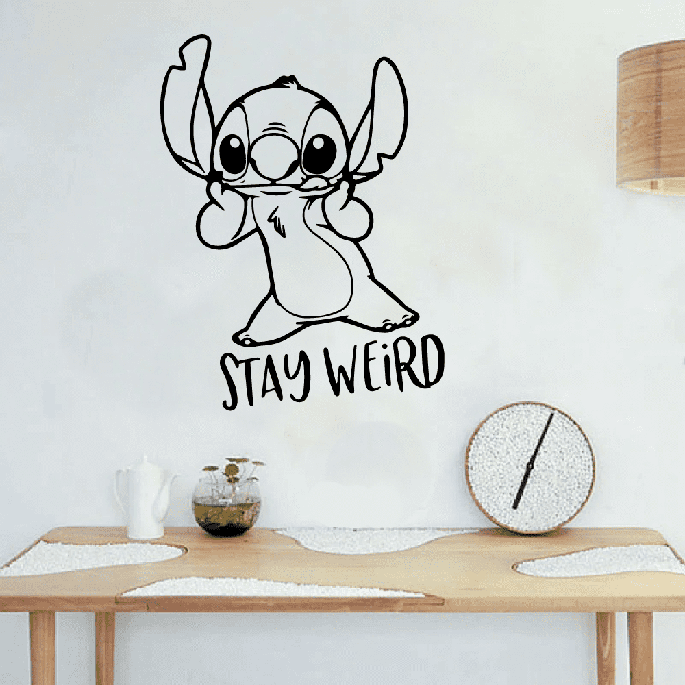 Stay Weird Quote Lilo and Stitch Disney Cartoon Wall Sticker Art Decal for Girls Boys Room Bedroom Kindergarten Nursery House Fun Home Decors Stickers Wall Art Vinyl Decoration Size (20x14 inch)