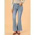 thumbnail image 2 of Allegra K Jeans de mezclilla de pierna ancha con bolsillo oblicuo de cintura alta para mujer Azul M, 2 of 6