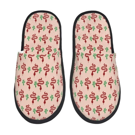 Balery Snake Slient Indoor Furry Fleece Comfort House Shoes Soft Non-Slip Home Shoes Cotton slippers House Slippers-- Large