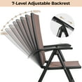 thumbnail image 3 of TLGREEN Outdoor Folding Chairs Set (2-Pack), Textilene Fabric & Aluminum Frame, with 7-Position Adjustable Back for Yard, Garden, Balcony (Brown), 3 of 9