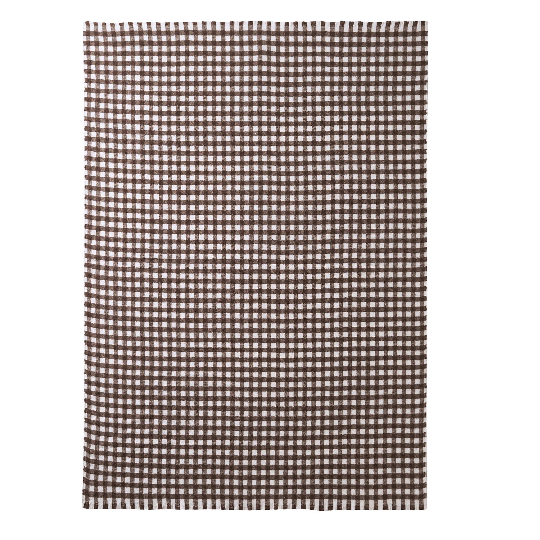 My Texas House Brown Woven Gingham Fringe Throw Blanket, 60 in x 80 in