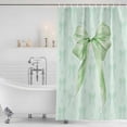 thumbnail image 3 of Green Bow Shower Curtain, Waterproof Shower Curtains for Bathroom, Cute Bowknot Minimalist Solid Color Washable Fabric Bathtub Curtain Set Bath Decor with 12 Hooks Stall 36"x72", 3 of 8