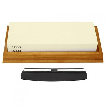1000/6000 Grit Whetstone for Ultra-Sharp Blades 2-in-1 Kitchen Knife Sharpener