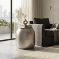 thumbnail image 6 of Simpli Home Griffen 19 inch Wide Hand-Hammered Metal Drum Storage Accent Table, Antique Nickel, 6 of 6