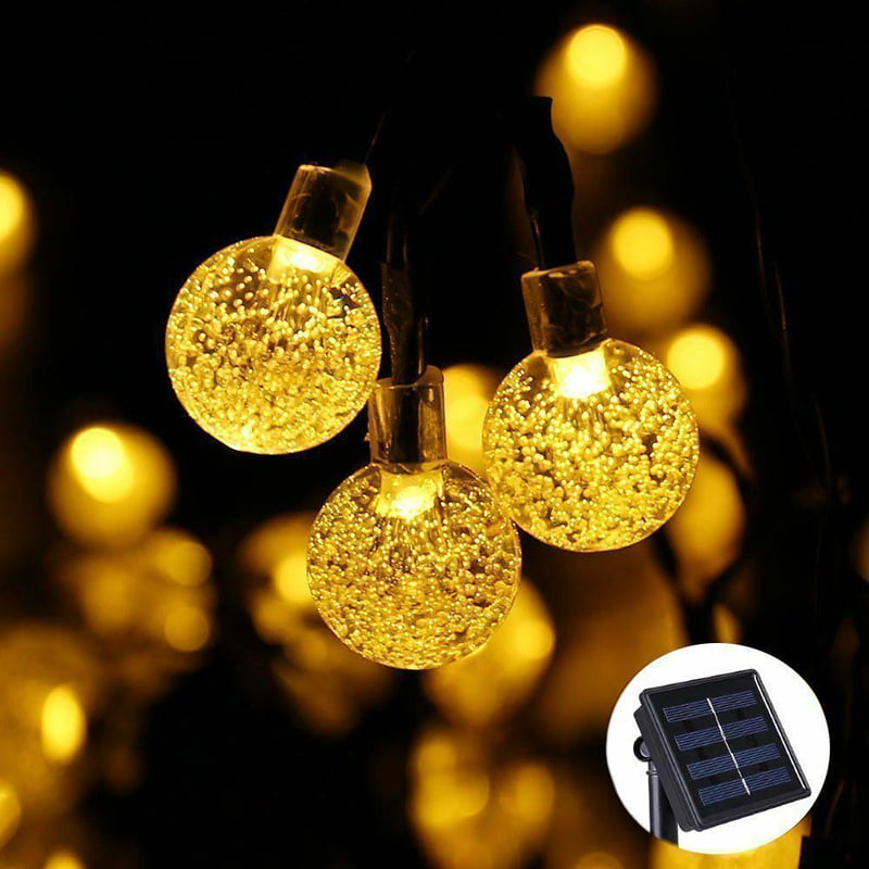 100 LED Solar Garden String Fairy Lights Wedding Party Festoon Ball Bulbs Lamp