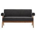 thumbnail image 5 of Loveseat Sofa Couch, Drak Gray Grey, Fabric, Wood, Living Kitchen Cafe Bistro Hospitality Restaurant, Modern Contemporary HB36204, 5 of 9