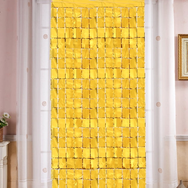 Nvzi Paquete de 2 cortinas de fondo de papel de aluminio de 39,37 x 78,74 pulgadas, serpentinas de oropel para decoraciones de fiesta de cumpleaños,fiesta de discoteca, dorado