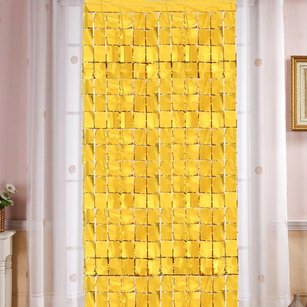Nvzi Paquete de 2 cortinas de fondo de papel de aluminio de 39,37 x 78,74 pulgadas, serpentinas de oropel para decoraciones de fiesta de cumpleaños,fiesta de discoteca, dorado