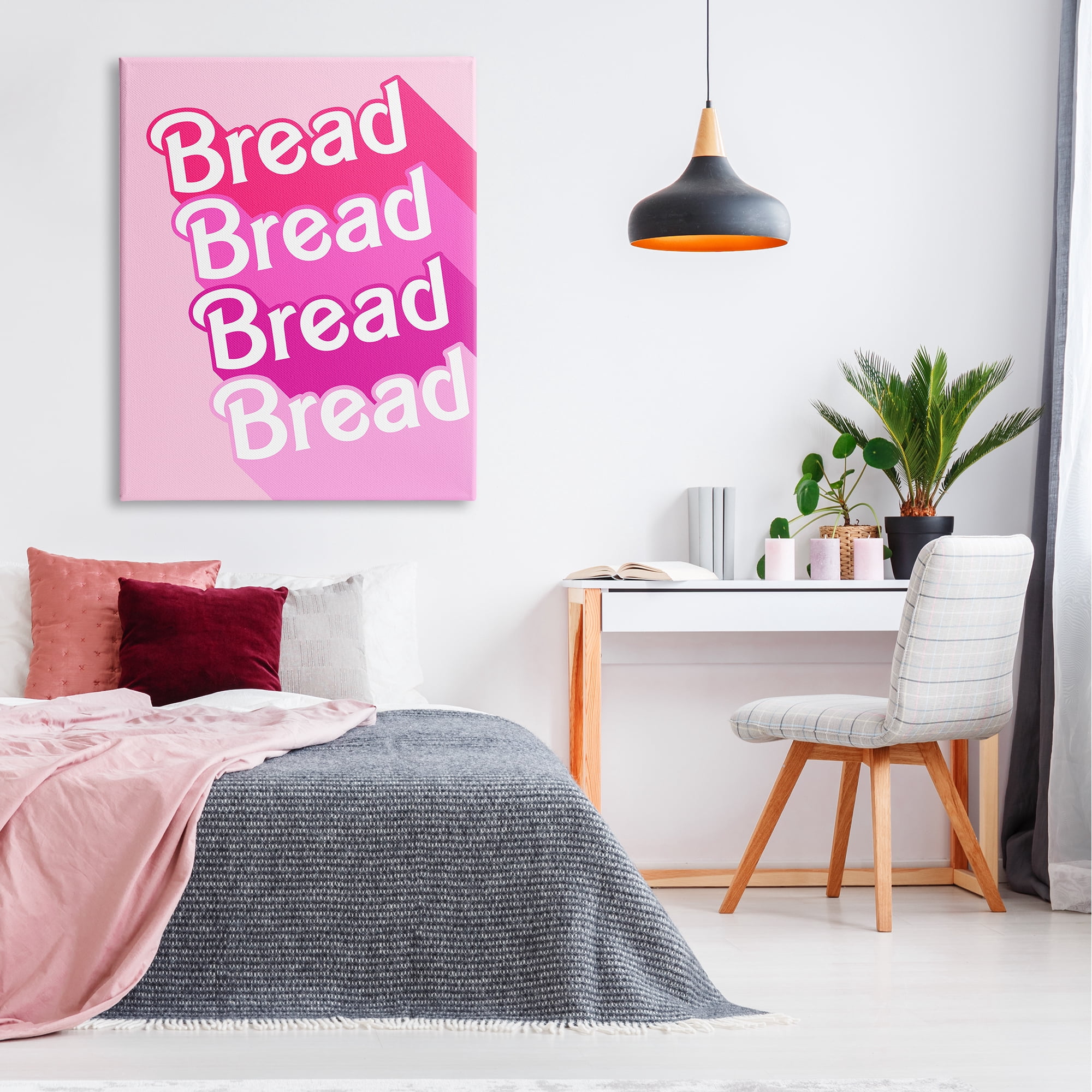 Stupell Industries Bread Pink Phrase Inspirational Painting Gallery Wrapped Canvas Print Wall Art, 36 x 48