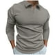 thumbnail image 2 of Blusa y camisa de manga larga con cuello vuelto para hombre, camisa de color liso, jersey con solapa y botones de tira vertical, blusa de poliéster de manga larga para hombre, 2 of 6