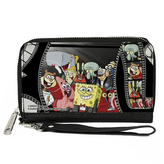 Nickelodeon Wallet, Zip Around, Spongebob Group On Red Carpet Film Strip, Vegan Leather