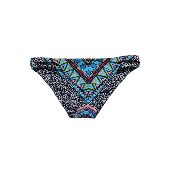 Bar Iii Blue Multi Reversible Mixed-Print Cut-Out Bikini Bottom L