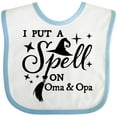 thumbnail image 3 of Inktastic I Put a Spell on Oma and Opa Witch Hat and Broom Boys or Girls Baby Bib, 3 of 4