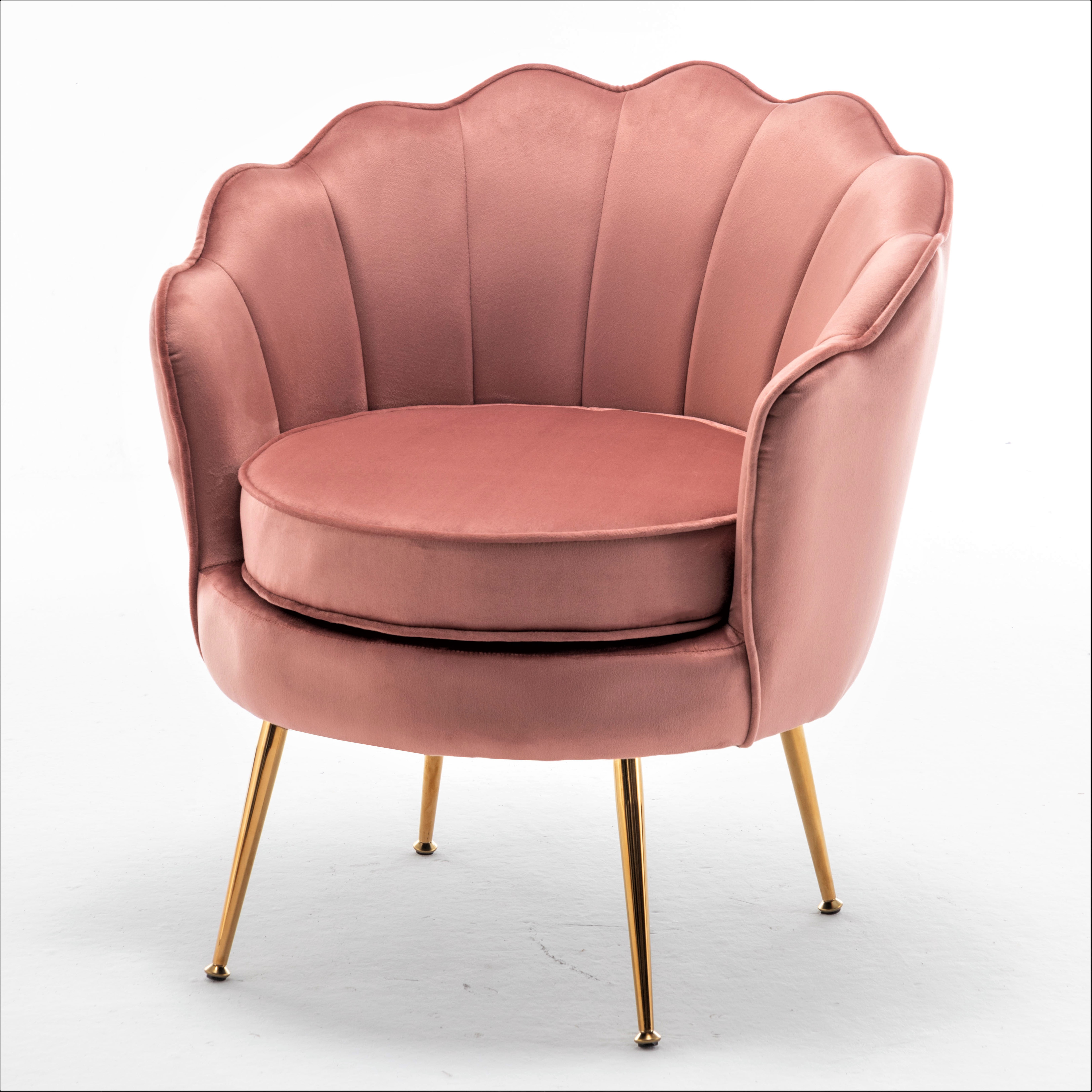 US Pride Furniture Cavett 28.3" Wide Velvet Barrel Chair with Gold Metal Legs Rose