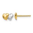 thumbnail image 1 of Double Heart Post Earrings in 14K Yellow and White Gold, 1 of 4