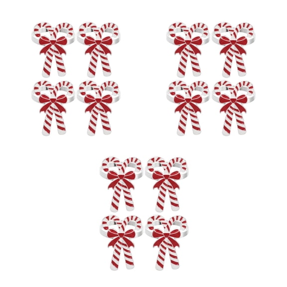 WORGEOUS 12 pcs Christmas Napkin Ring Candy Cane Napkin Rings Holiday Napkin Holders Metal Xmas Napkin Rings Serviette Buckle Christmas Party Supplies