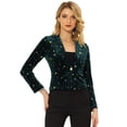 thumbnail image 1 of INSPIRE CHIC Chaqueta De Traje De Oficina De Negocios Con Solapa Y 1 Botón De Terciopelo Para Mujer Estrella Verde Oscuro S, 1 of 6