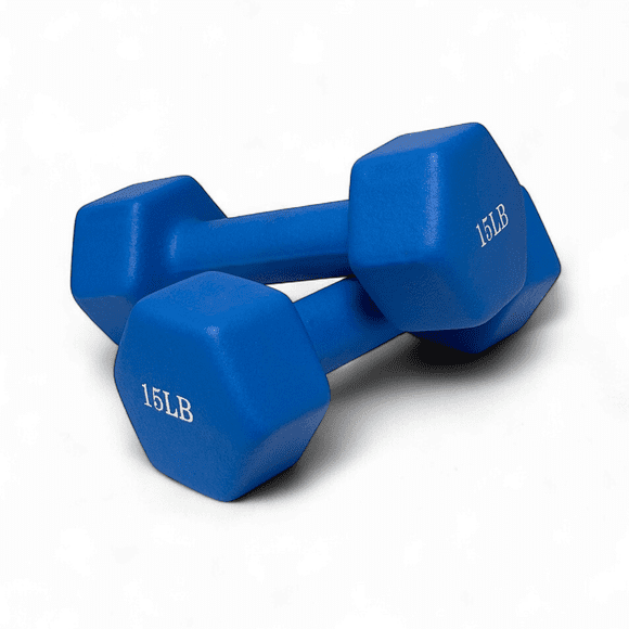 Joie-Ciel Neoprene Dumbbell Set, Hex Anti-Roll Hand Weights, Cast Iron Core, Non-Slip Grip, 15 lb Pair
