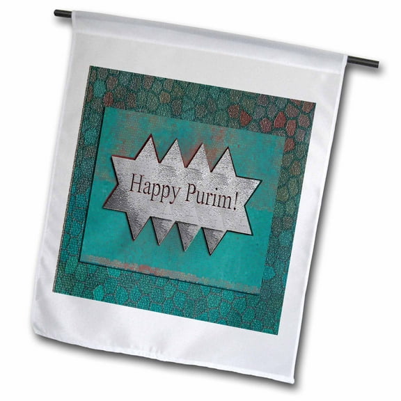3dRose, Happy Purim, Stars of David, 12 x 18 inch Garden Flag