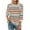 B Brown, variant on Horkkom Striped Shirt Women Crew Neck Color Block 3/4 Length Sleeve Tops Fall Casual T Shirts L