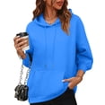 thumbnail image 5 of HAJWOH Womens Hoodies Casual Long Sleeve Drawstring Pullover Oversized Sweatshirt Lightweight Hooded Tops Winter Clothes, 5 of 5